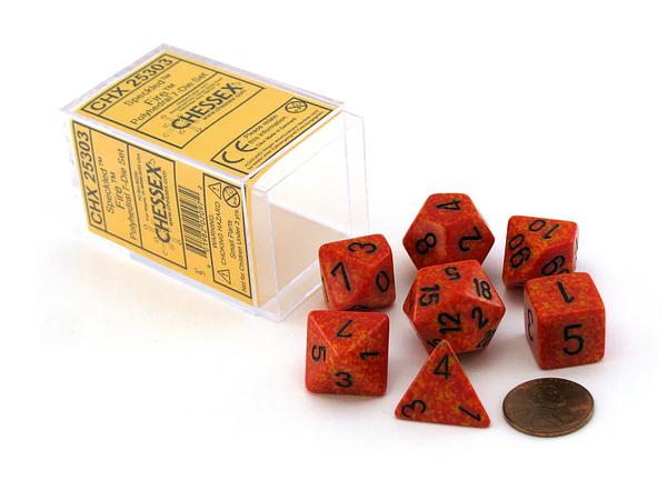 DICE CHESSEX - ROLE PLAYING DICE SET - SPECKLED FIRE (7 DICE)