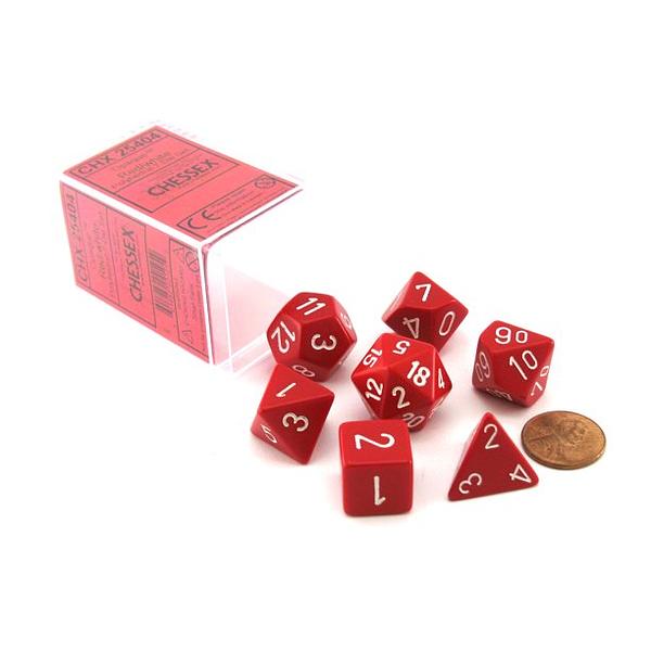 DICE CHESSEX - ROLE PLAYING DICE SET - RED (7 DICE)