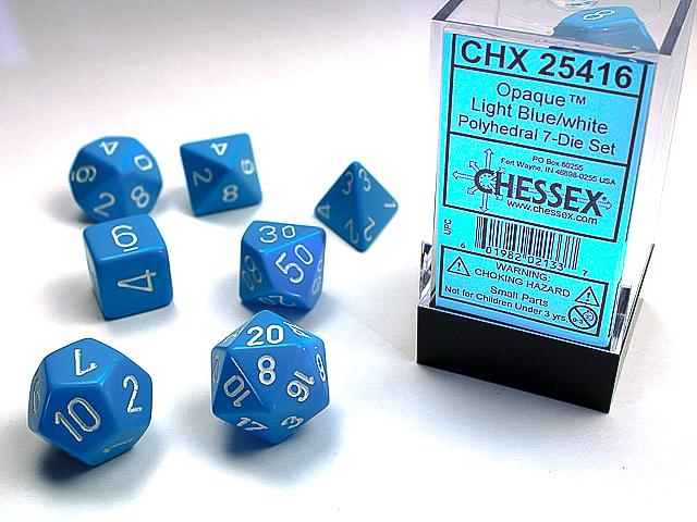 DICE CHESSEX - ROLE PLAYING DICE SET - LIGHT BLUE (7 DICE)