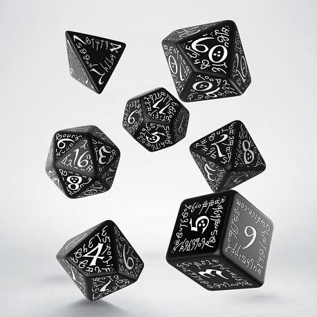 Elvish Black & white Dice Set