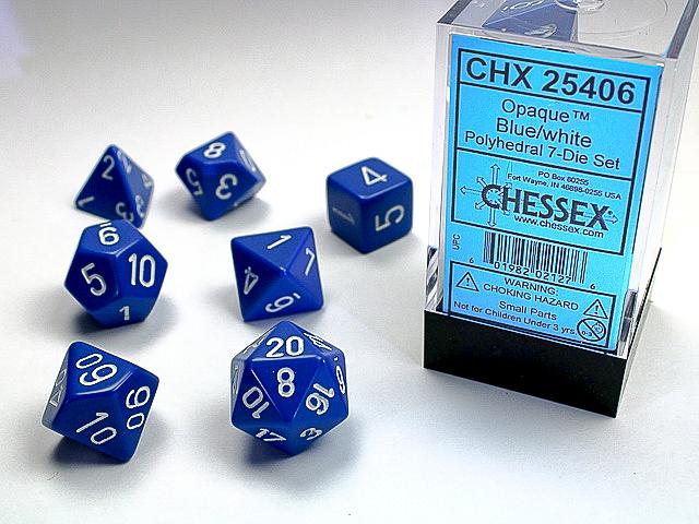 DICE CHESSEX - ROLE PLAYING DICE SET - BLUE (7 DICE)