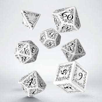 Elvish White & black Dice Set (7  DICE)