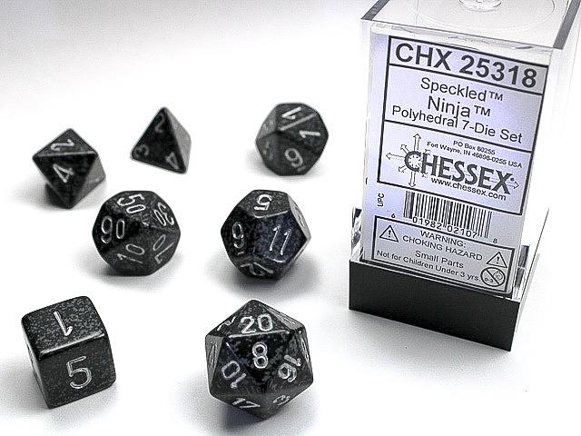 DICE CHESSEX - ROLE PLAYING DICE SET - SPECKLED NINJA (7 DICE)